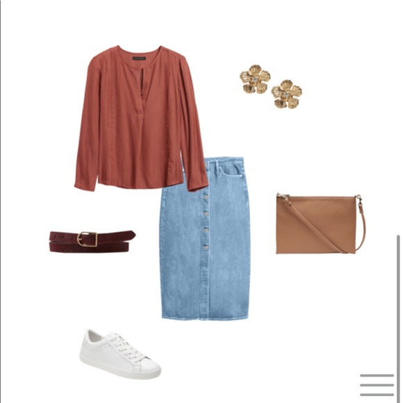 NWT BR buttoned Denim Midi Sk… - Picture 4 of 16